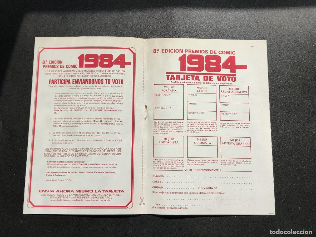 C&oacute;mics: TARJETA DE VOTO OCTAVA EDICI&Oacute;N PREMIOS COMIC 1984