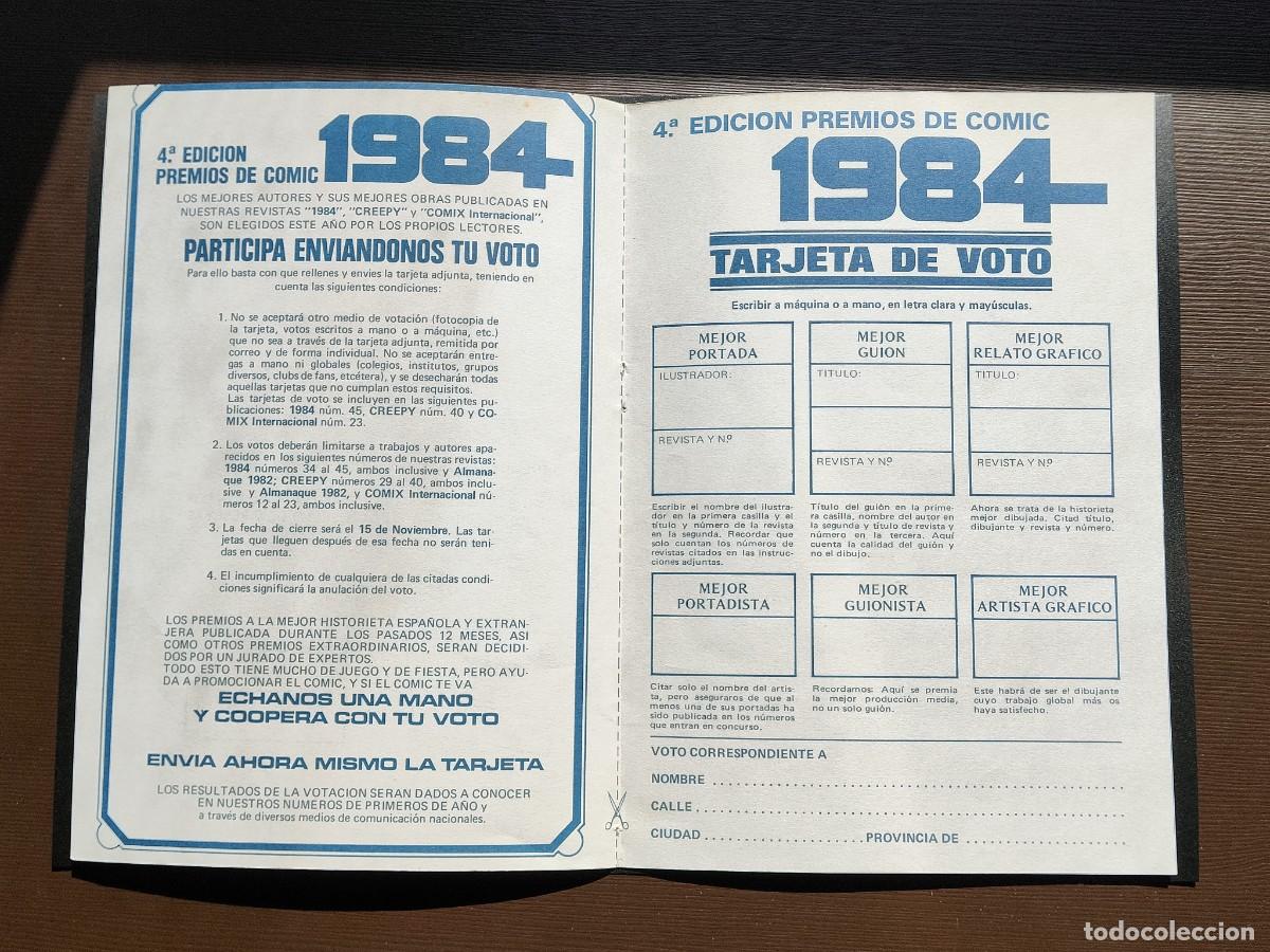 C&oacute;mics: TARJETA DE VOTO CUARTA EDICI&Oacute;N PREMIOS COMIC 1984