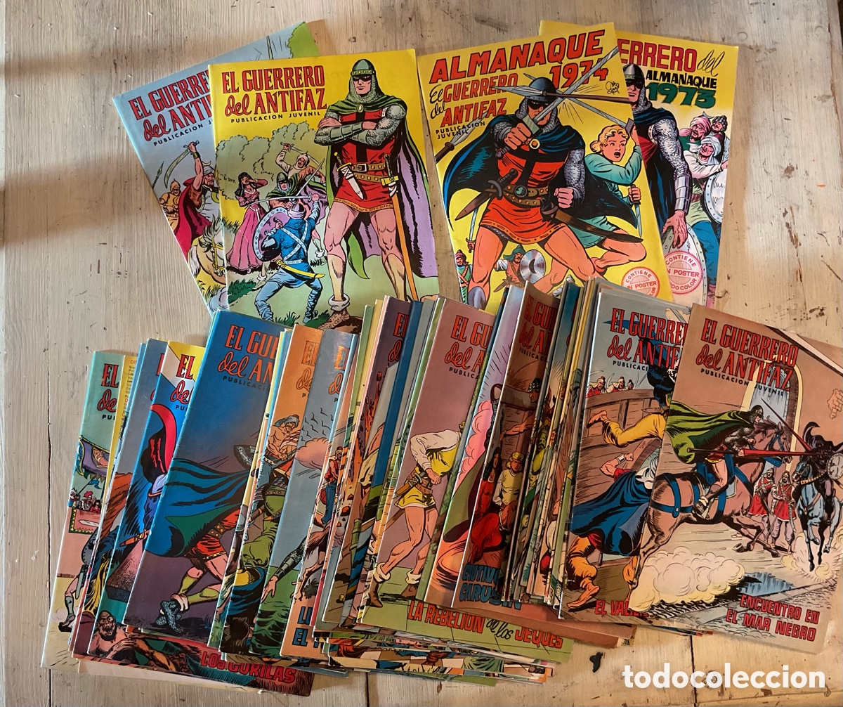 C&oacute;mics: El guerrero del Antifaz - Lote 70 n&uacute;mero m&aacute;s Almanaques 1973 y 1974 con p&oacute;ster