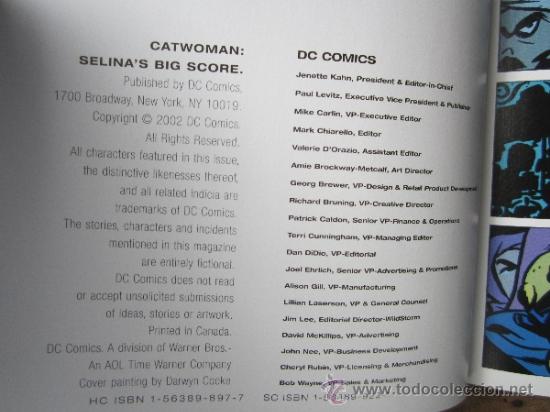 C&oacute;mics: libro comic , CATWOMAN . salinas bic score , DC , impreso en canada 2002 - Foto 5