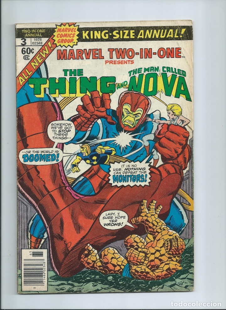 C&oacute;mics: MARVEL TWO UN ONE ANNUAL 3: THING - NOVA.  BUEN ESTADO. ORIGINAL MARVEL - Foto 1