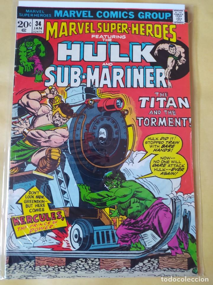 C&oacute;mics: COMIC USA MARVEL SUPER-HEROES VOL 1 #34-HULK & NAMOR-1973-FN-BOLSA Y BACKBOARD
