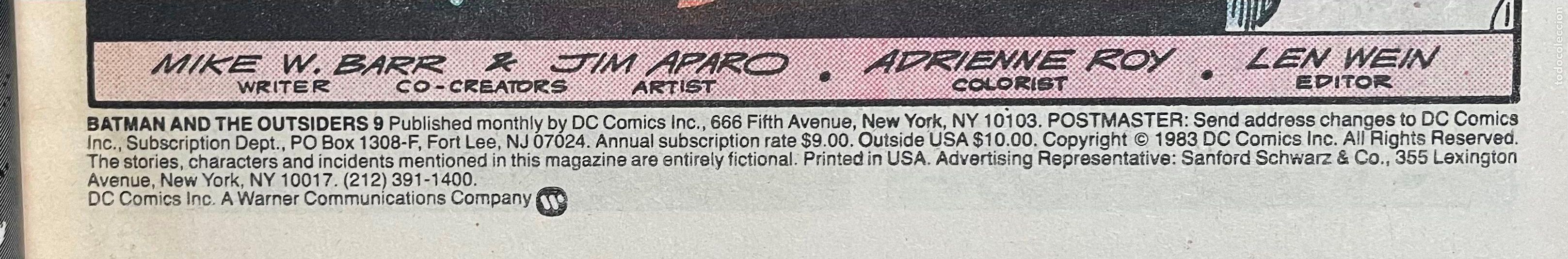 C&oacute;mics: BATMAN OUTSIDERS, DC, Numero 9. MADE IN USA - Foto 4
