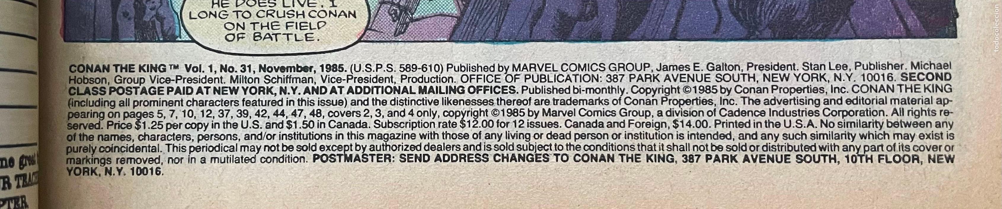 C&oacute;mics: CONAN KING, MARVEL, MADE IN USA, Numero 31 - Foto 3
