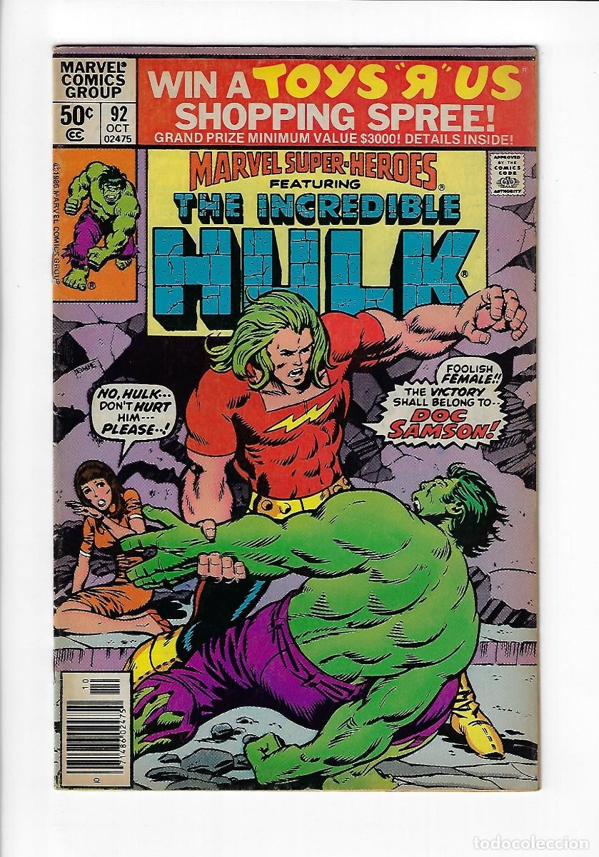 C&oacute;mics: Marvel comics. Marvel Super Heroes featuring the incredible Hulk. 92 - Foto 1