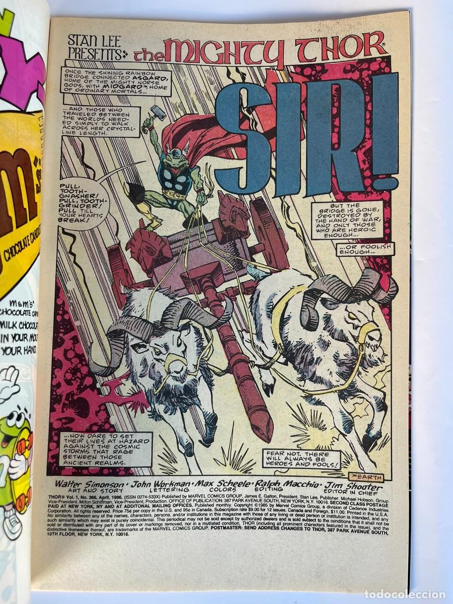 C&oacute;mics: THE MIGHTY THOR #366 LOKI MARVEL 1985 WALTER SIMONSON VF - Foto 3