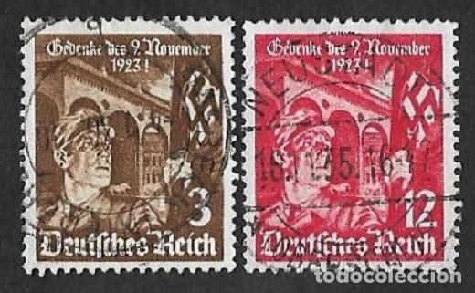 Comics : SE)1935 GERMANY, 12TH ANNIVERSARY OF THE DEMONSTRATION OF NOVEMBER 9, 2 USED STAMPS
