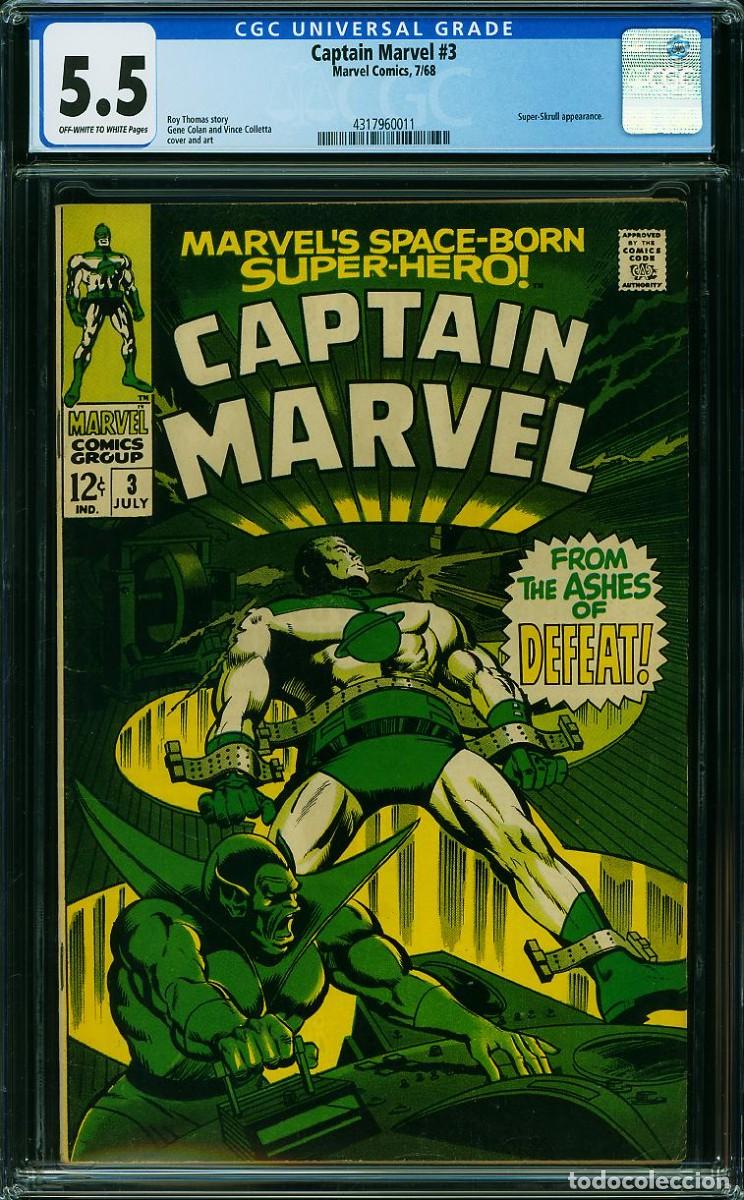 C&oacute;mics: CAPTAIN MARVEL #3, CGC 5.5 FN- 1968 - Foto 1