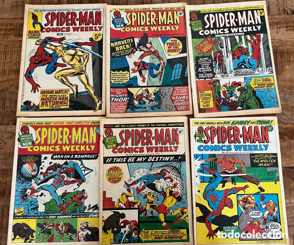 C&oacute;mics: Spiderman Comics Weekly 1973/74 17 n&uacute;meros. Marvel lote - Foto 1