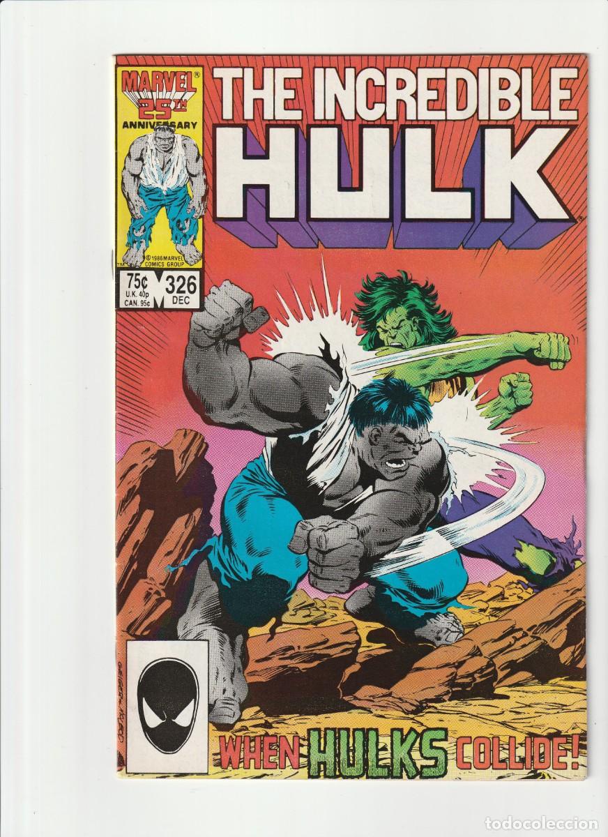 C&oacute;mics: Incredible Hulk 326 Marvel Comics 1986 En Ingles - Foto 1