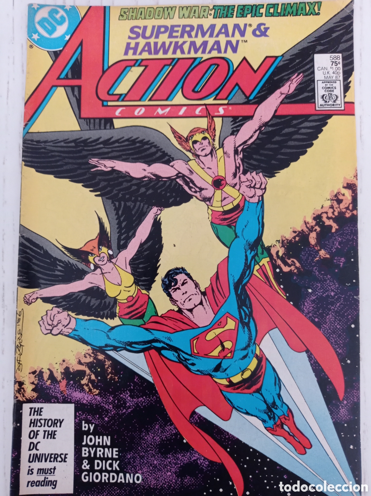 C&oacute;mics: ACTION COMICS 588 SUPERMAN & HAWKMAN. DC 1987 JOHN BYRNE - Foto 1
