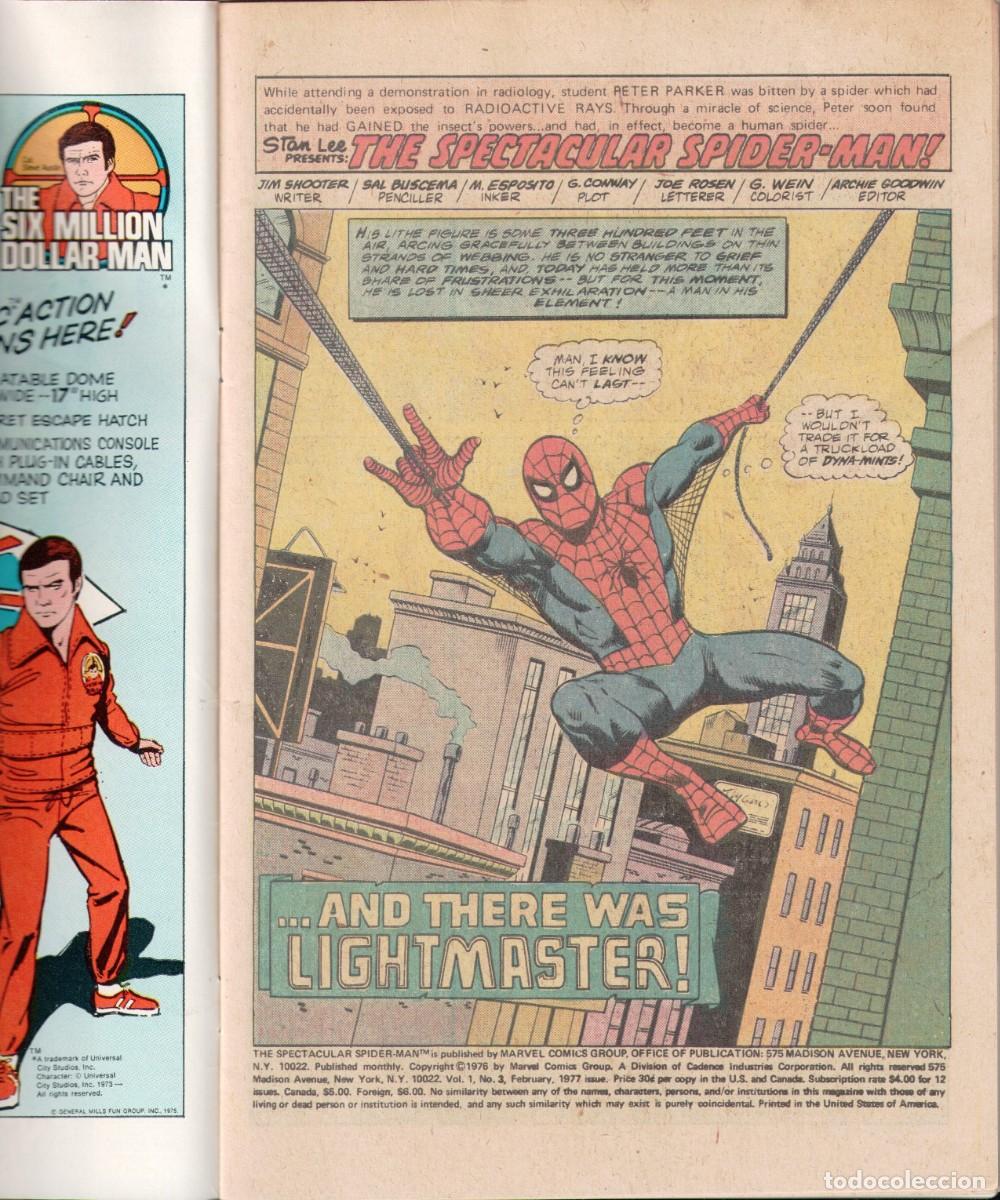 C&oacute;mics: THE SPECTACULAR SPIDERMAN #3 MARVEL COMICS 1976 - Foto 3