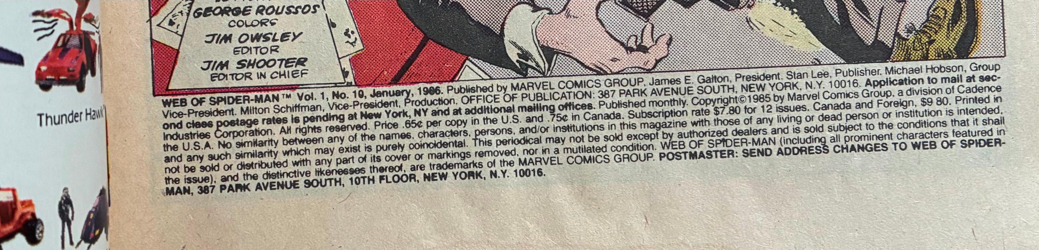 C&oacute;mics: WEB SPIDER MAN, MARVEL NUMERO 10, USA - Foto 4