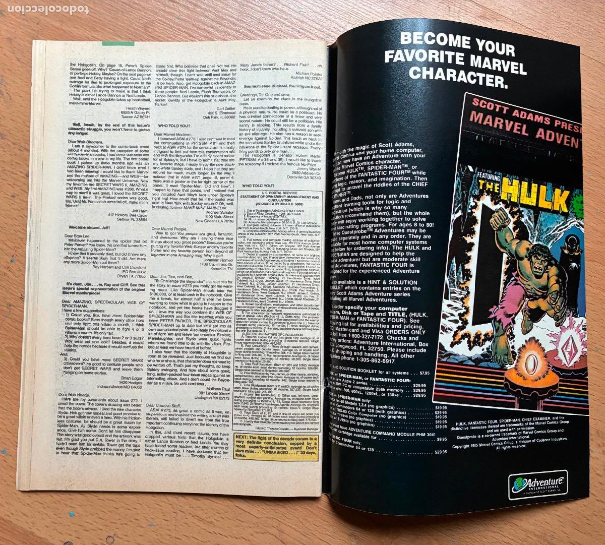 C&oacute;mics: SPIDER MAN, NUMERO 275, MARVEL,USA - Foto 5