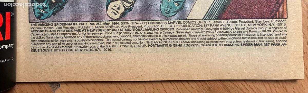 C&oacute;mics: SPIDER MAN, NUMERO 252, MARVEL USA - Foto 4