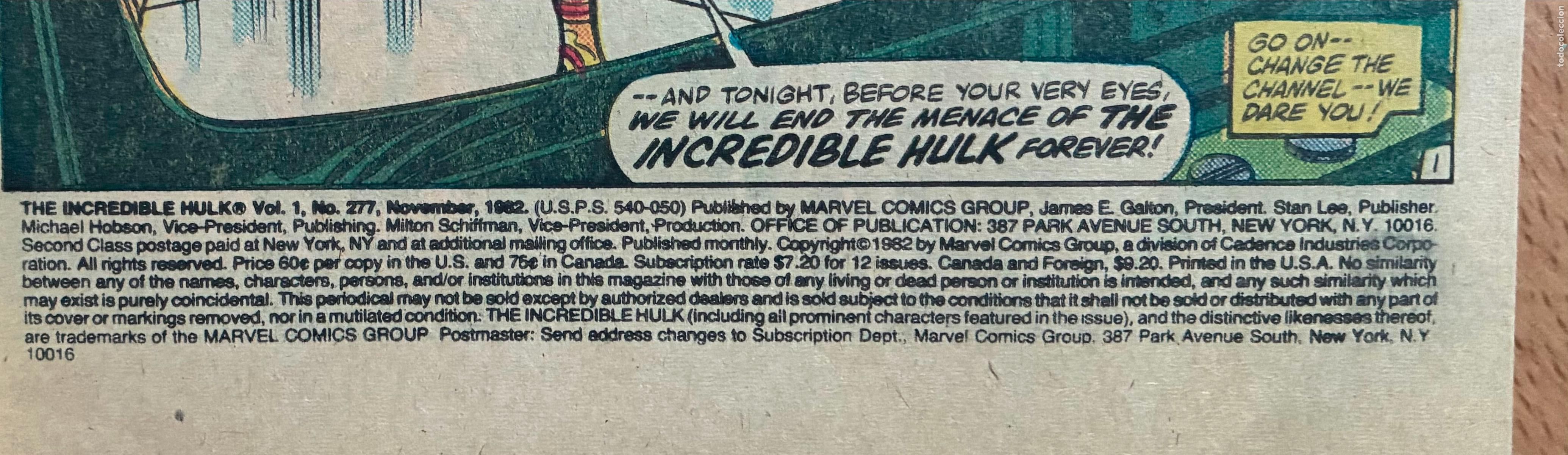 C&oacute;mics: HULK, Numero 277, MARVEL ,USA - Foto 4