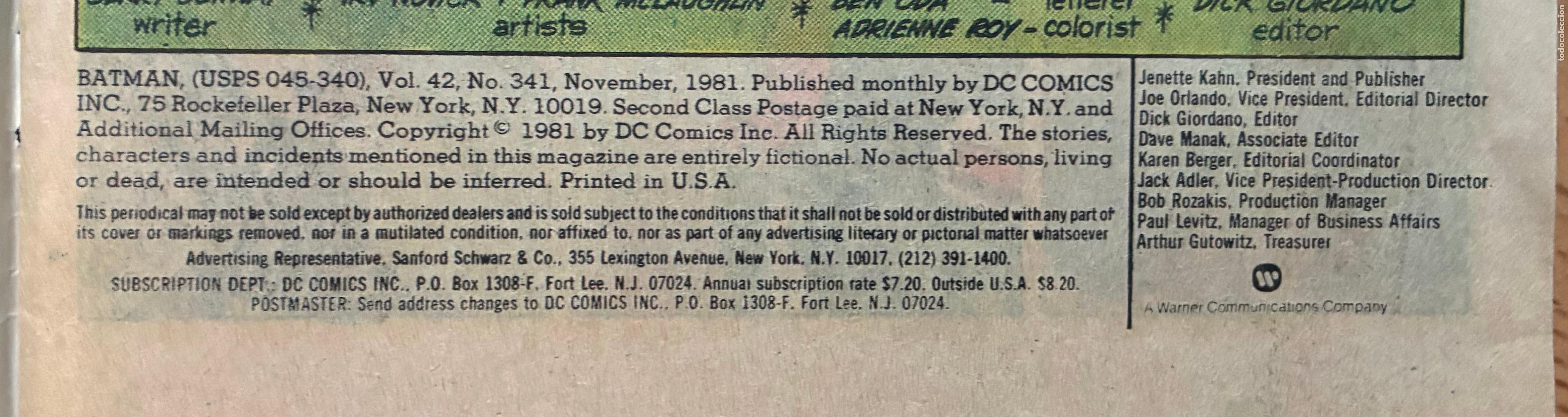 C&oacute;mics: BATMAN DC, Numero 341, USA - Foto 4