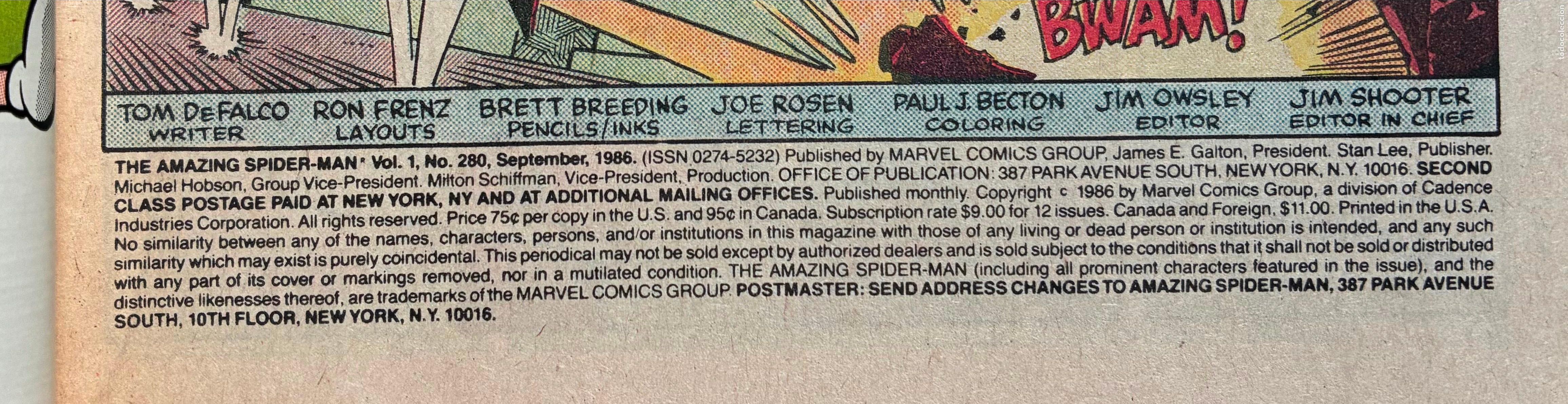 C&oacute;mics: SPIDER MAN, MARVEL, Numero 280, USA - Foto 4