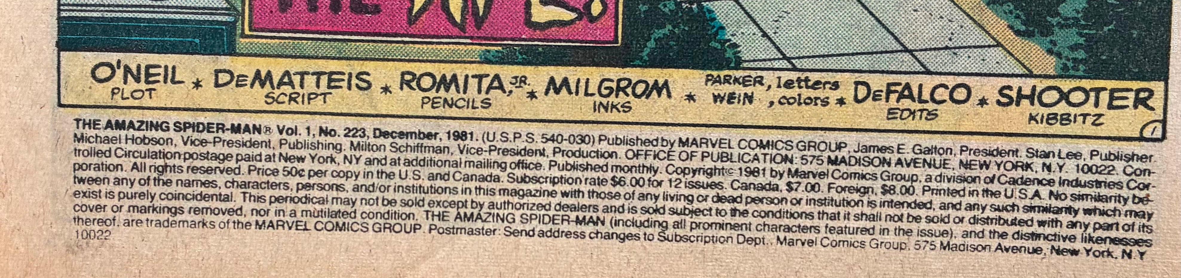 C&oacute;mics: SPIDER MAN, MARVEL, Numero 223, USA - Foto 4