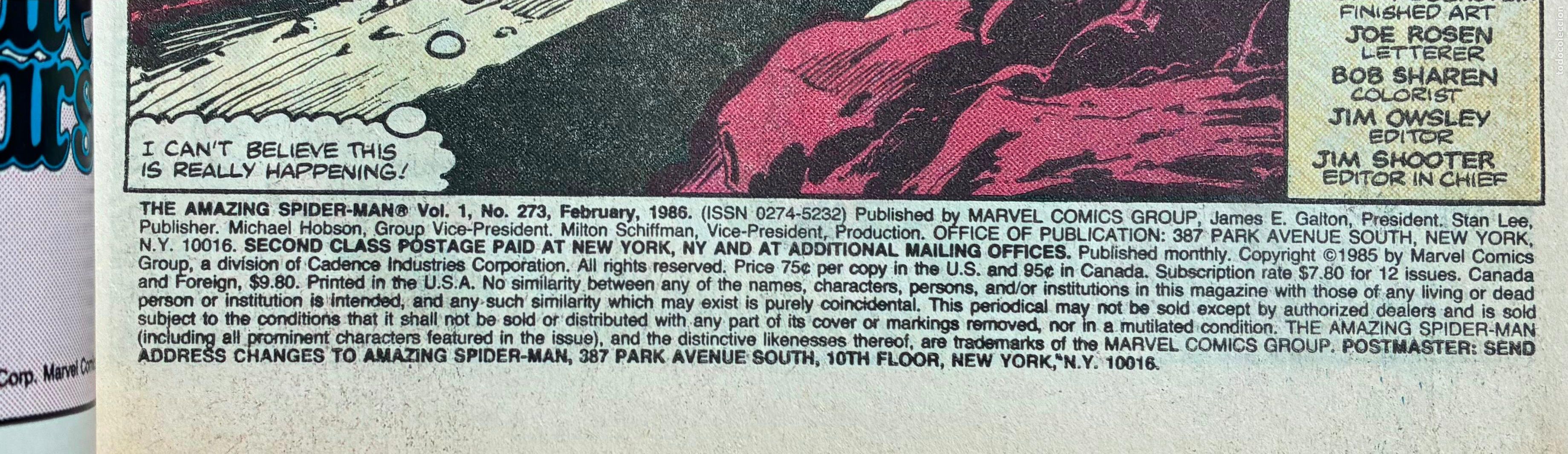 C&oacute;mics: SPIDER MAN, MARVEL, Numero 273, USA - Foto 4