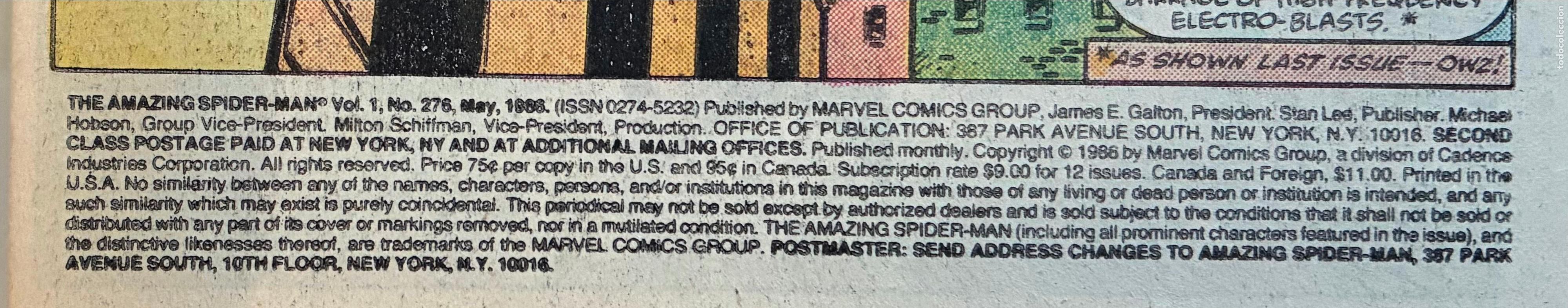 C&oacute;mics: SPIDER MAN, MARVEL Numero 276 USA - Foto 4