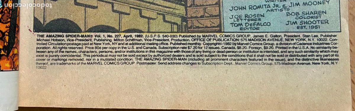 C&oacute;mics: SPIDER MAN, MARVEL Numero 227, USA - Foto 3