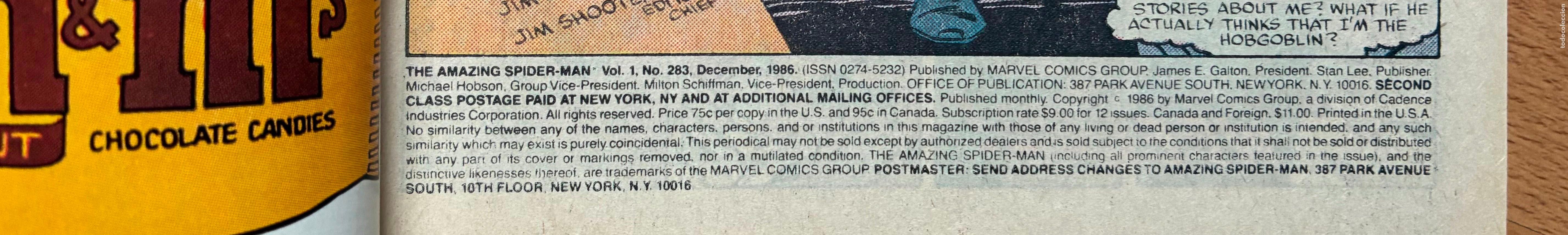 C&oacute;mics: SPIDER MAN , MARVEL Numero 283 USA - Foto 4