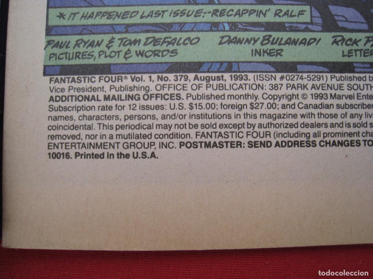 C&oacute;mics: FANTASTIC FOUR - VOL.1 - N&ordm; 379 - MARVEL COMICS - EN INGLES. - Foto 10