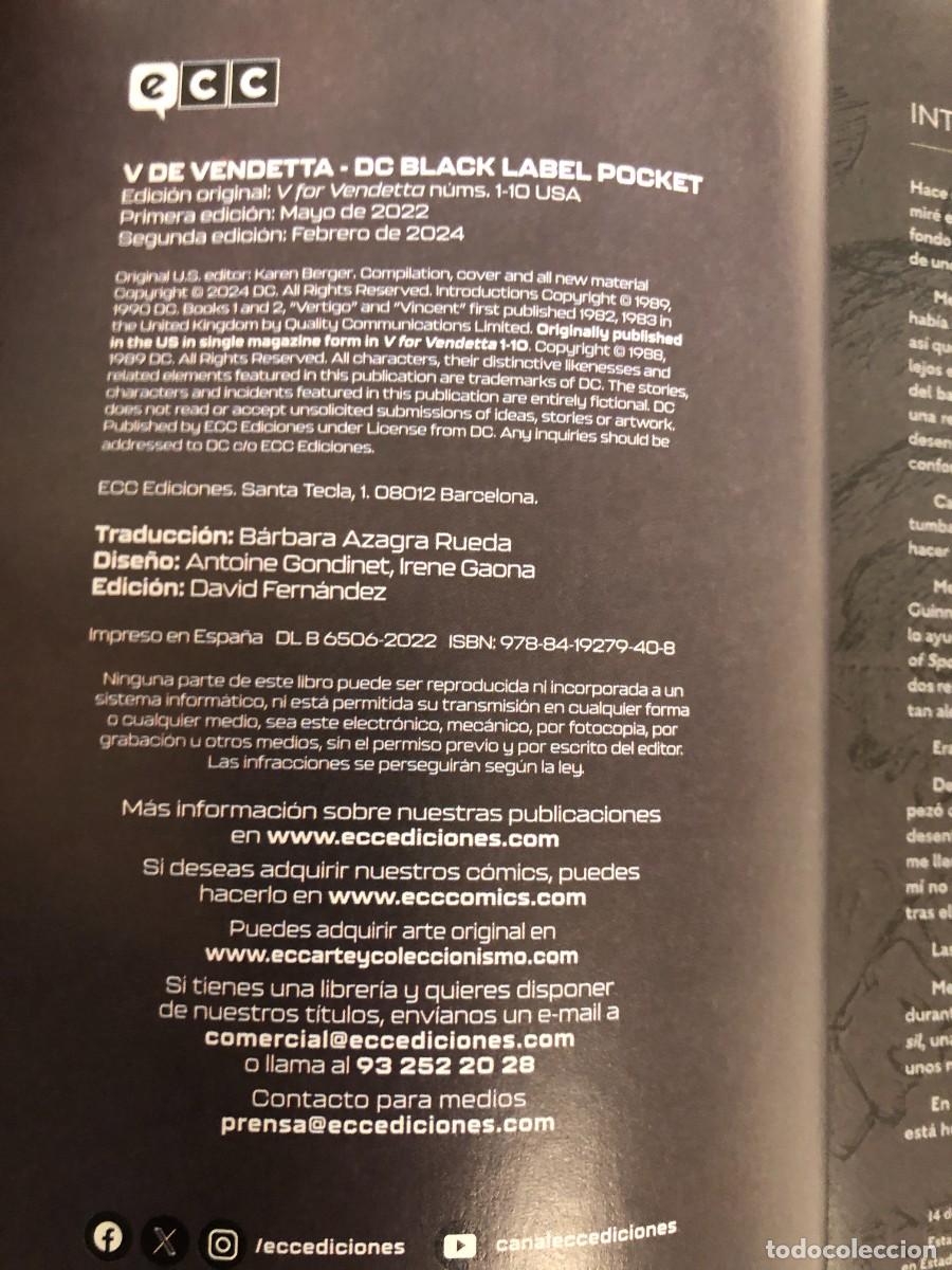C&oacute;mics: V DE VENDETTA ALAN MOORE DAVID LLOYD DC BLACK LABEL POCKET - Foto 6