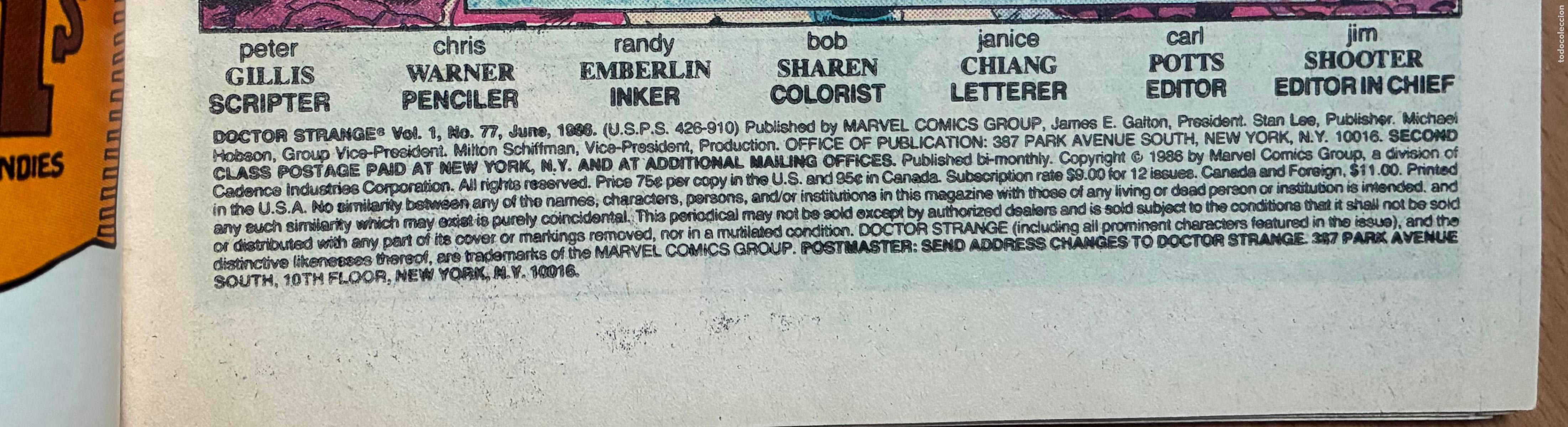 C&oacute;mics: DOCTOR STRANGE, MARVEL, COMIC USA, Numero 77 - Foto 4