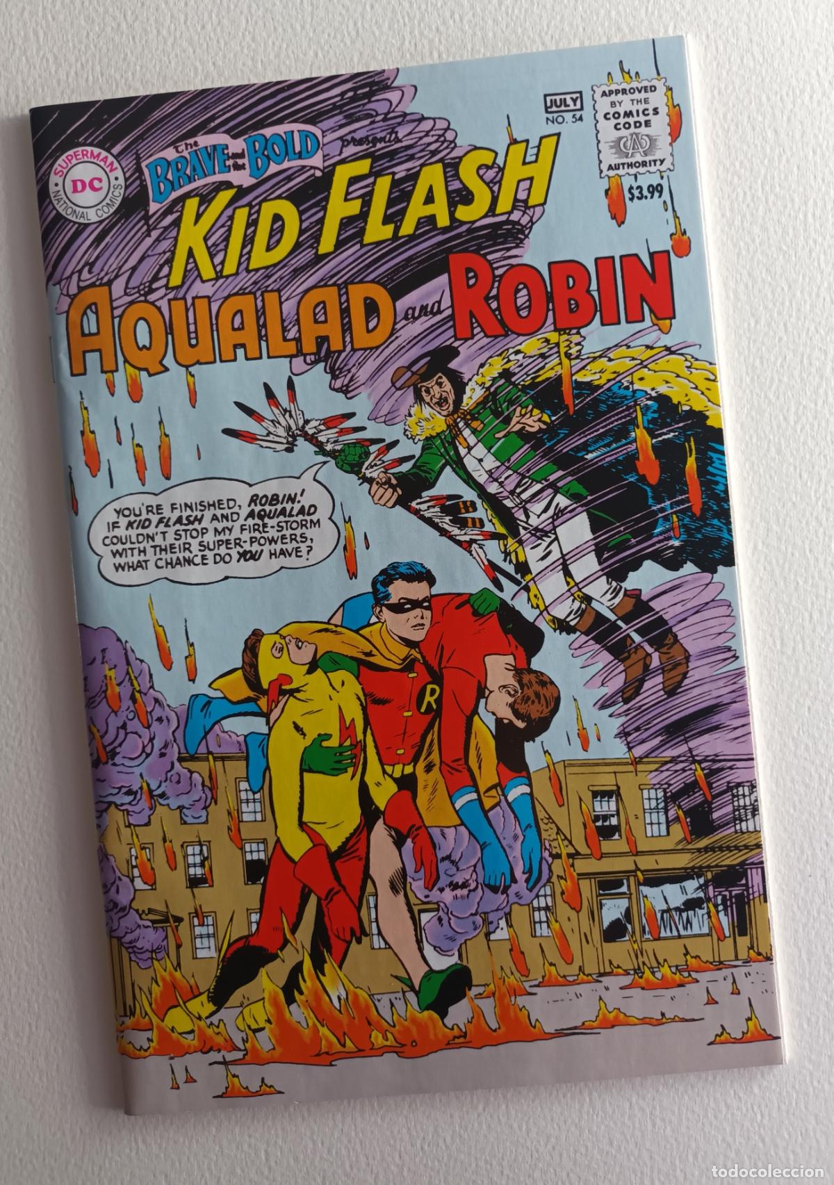 C&oacute;mics: Brave and the Bold 54, con Robin, Kid Flash y Aqualad, germen de los Teen Titans. Facs&iacute;mil Usa
