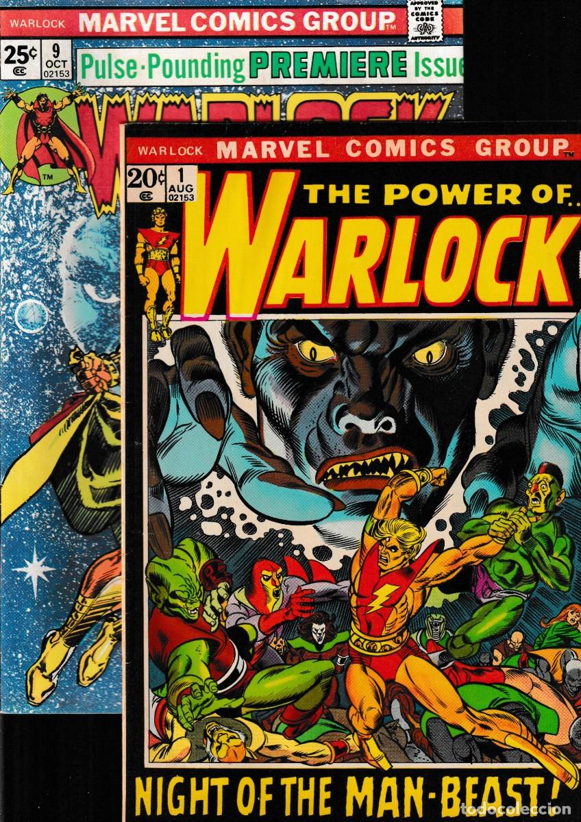 C&oacute;mics: WARLOCK 1 2 3 4 5 9 12 13 14 15 LOTE DE 10 - MARVEL 1972-1976 VG A VFN / GIL KANE / JIM STARLIN