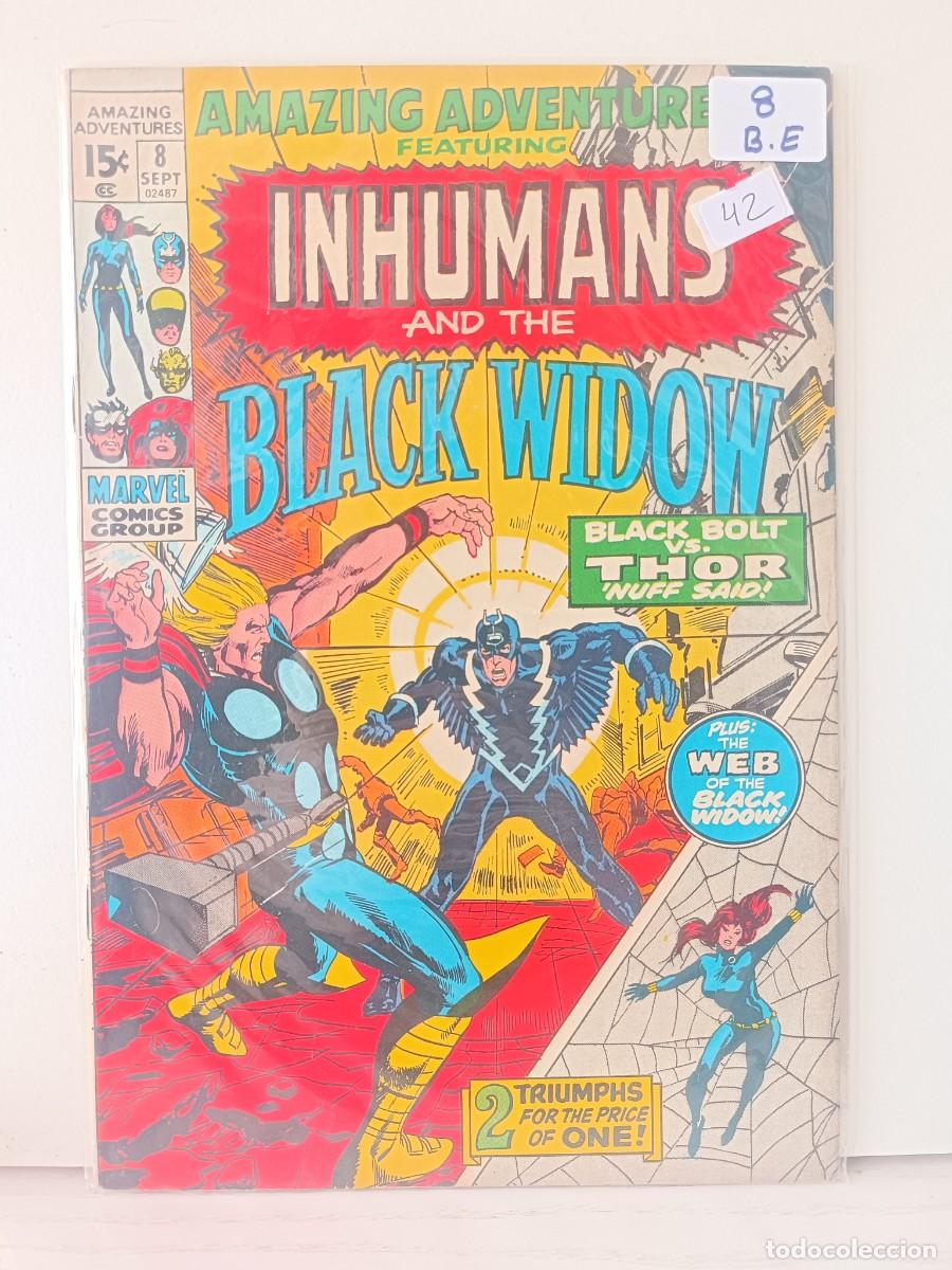 C&oacute;mics: THE INHUMANS AND THE BLACK WIDOW #8 USA NEAL ADAMS BUEN ESTADO LA PEGATINA ESTA SOBRE EL PLASTICO