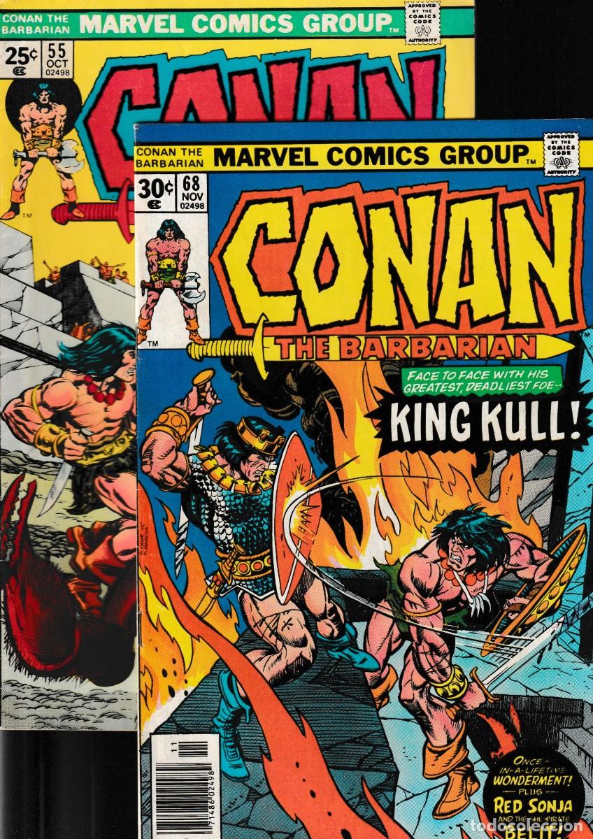 C&oacute;mics: CONAN THE BARBARIAN 55 56 57 59 60 61 63 64 66 68 LOTE DE 10 - MARVEL 1975-1976 FN/VFN