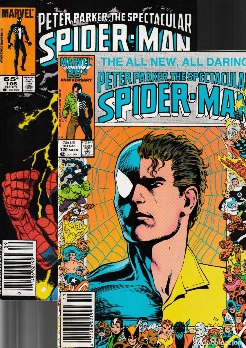 C&oacute;mics: PETER PARKER THE SPECTACULAR SPIDER-MAN 106-112 114 120 133 LOTE DE 10 / MARVEL 1985-1987 VFN