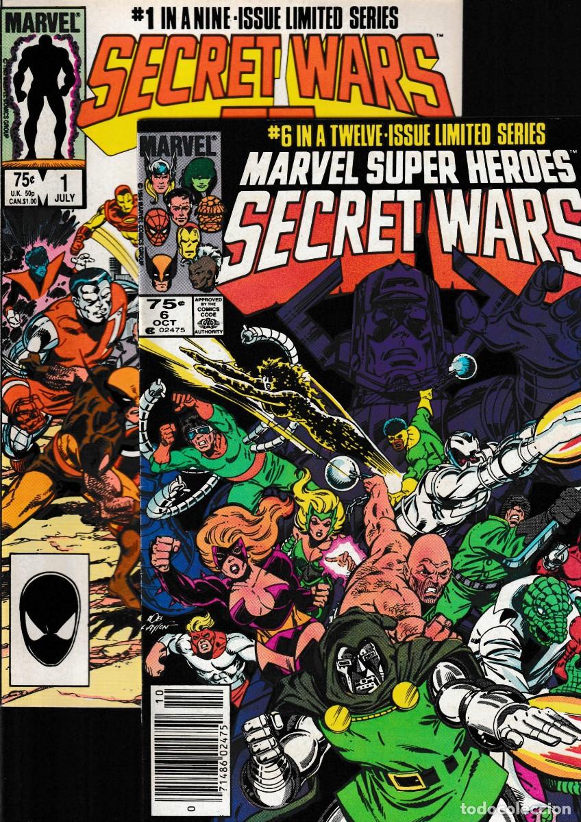 C&oacute;mics: SECRET WARS 5 6 7 9 11 SECRET WARS II 1 2 3 6 7 LOTE DE 10 - MARVEL 1984-1985 VFN