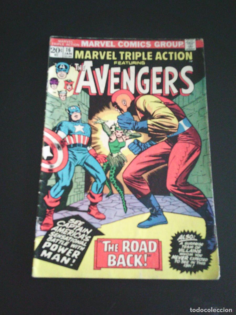 C&oacute;mics: MARVEL TRIPLE ACTION - THE AVENGERS - NUMERO 16 - JANUARY 1974 - MARVEL USA - CJ 252