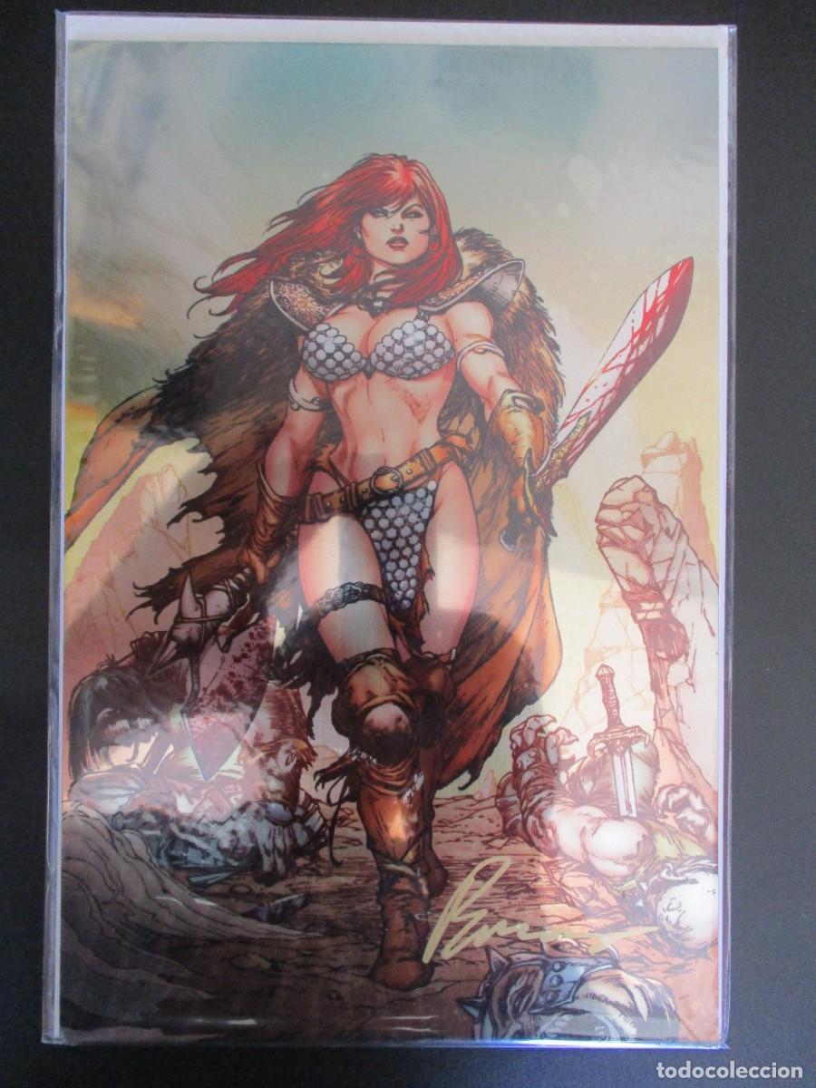 C&oacute;mics: ⚔️CUBIERTA DE METAL ~ RED SONJA #1 ART BY BUZZ ) ~ DINAMITA - FIRMADO : BUZZ