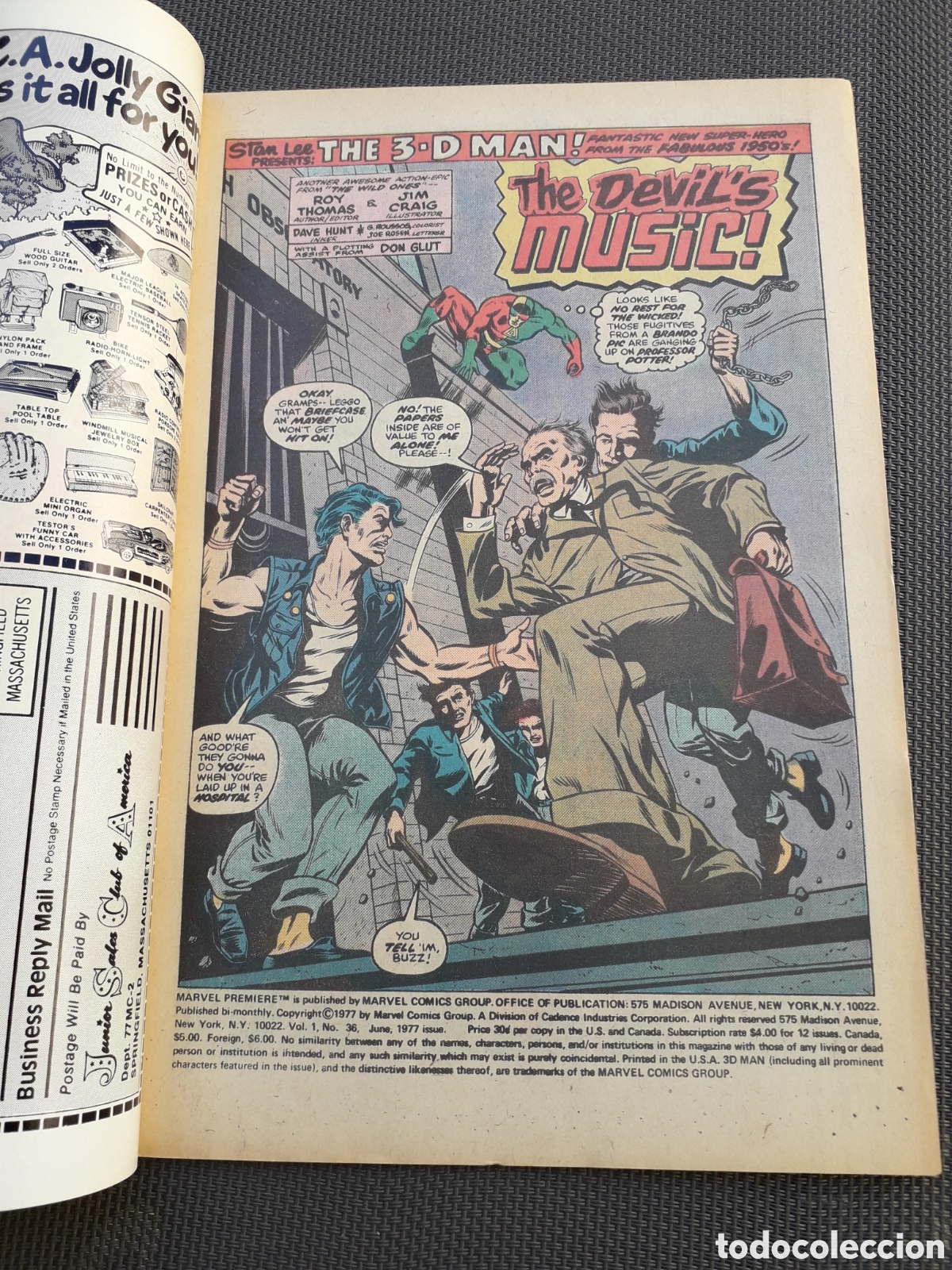 C&oacute;mics: MARVEL PREMIERE 36. 3-D MAN. ROY THOMAS. ORIGINAL USA - Foto 2