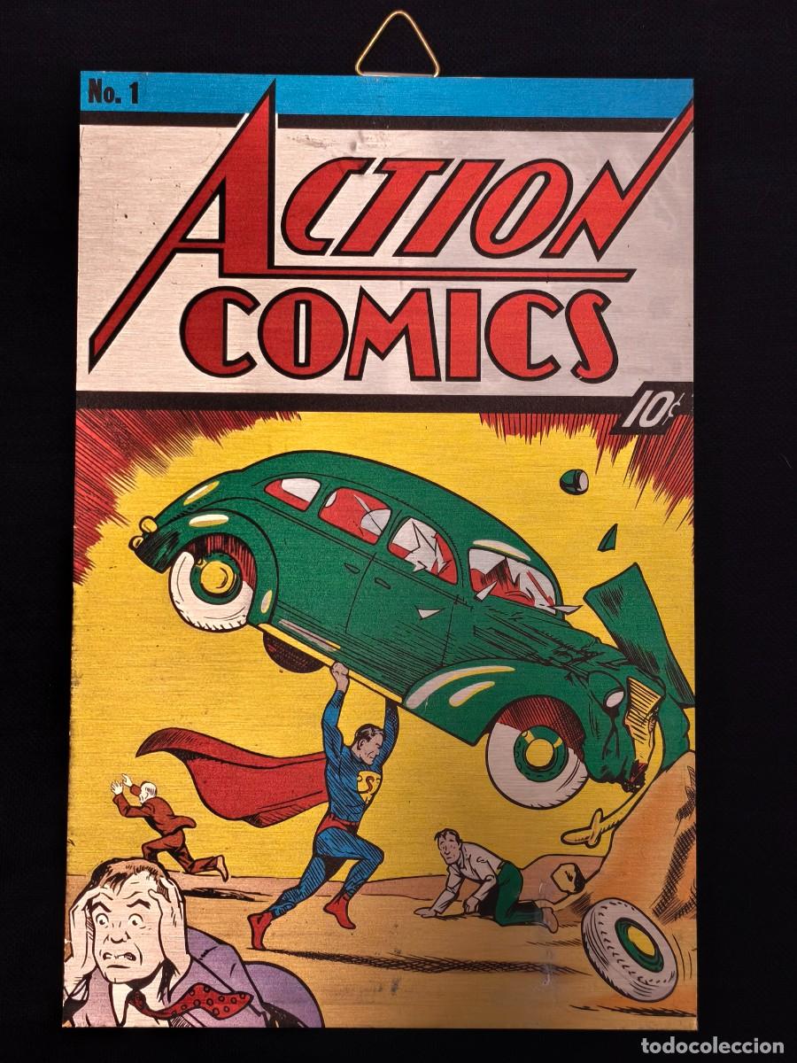 Comics: Action comics#1 portada metalica fiel al original para colgar estado como nuevo
