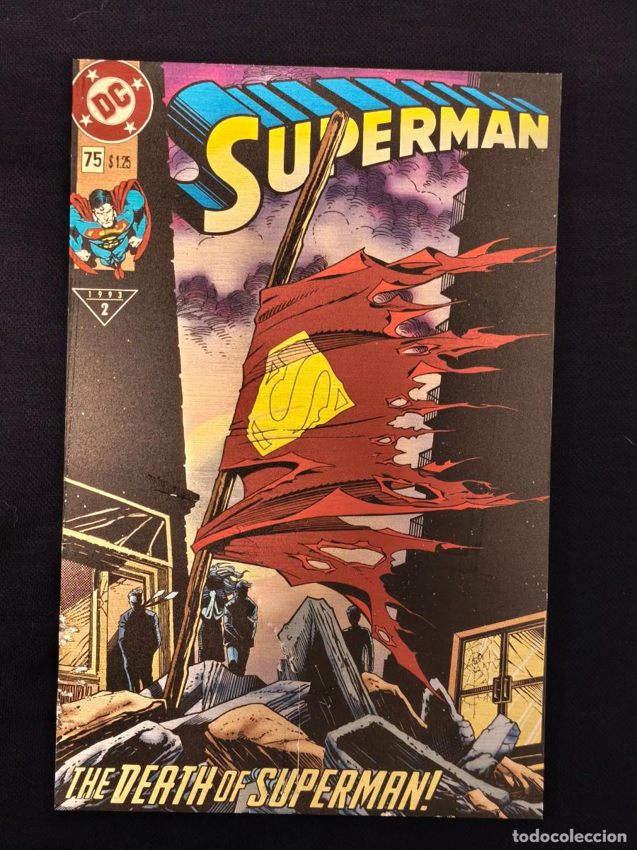 Fumetti: Superman#75 portada metalica fiel al original para colgar estado como nuevo