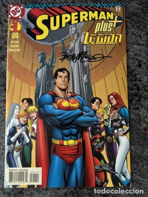 C&oacute;mics: SUPERMAN + LEGION OF SUPERHEROES N&ordm; 1 (FEB 1997). ORIGINAL DC. NUEVO FIRMADO POR BOB MCLEOD