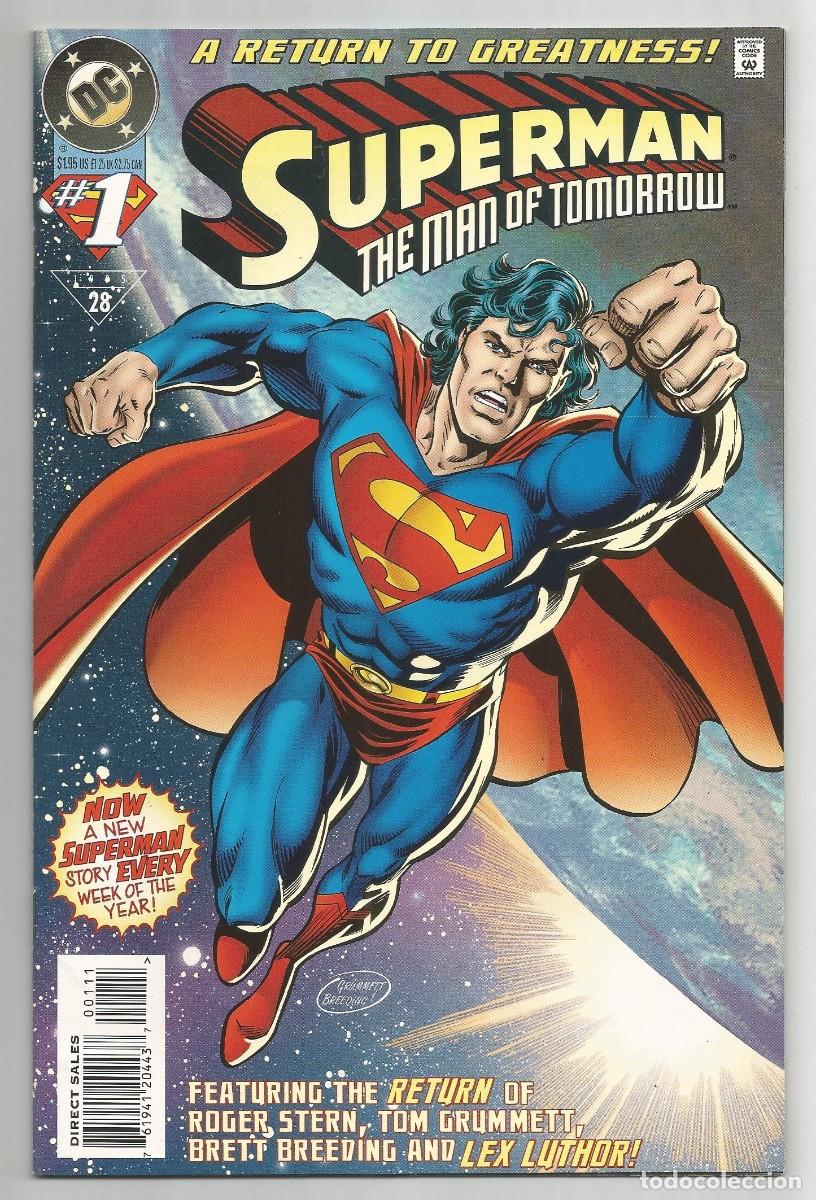 C&oacute;mics: SUPERMAN THE MAN OF TOMORROW #1, 5, 7, 12, 14 NM, lote de 5 DC COMICS 1995