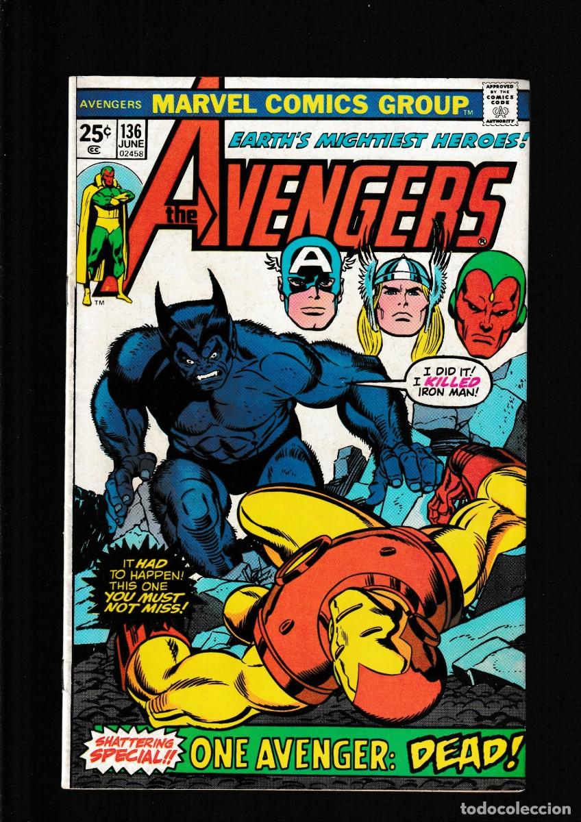 C&oacute;mics: AVENGERS 136 - MARVEL 1975 VFN / BEAST VS IRON MAN