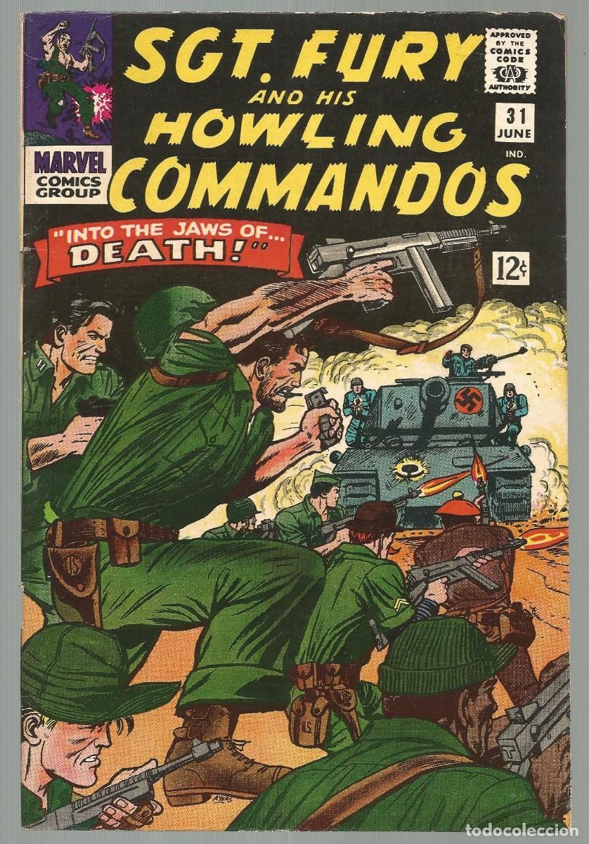 C&oacute;mics: SGT. FURY & HIS HOWLING COMMANDOS #31,33,34,35,37 (FN a FN/VF), lote de 5 MARVEL COMICS 1966