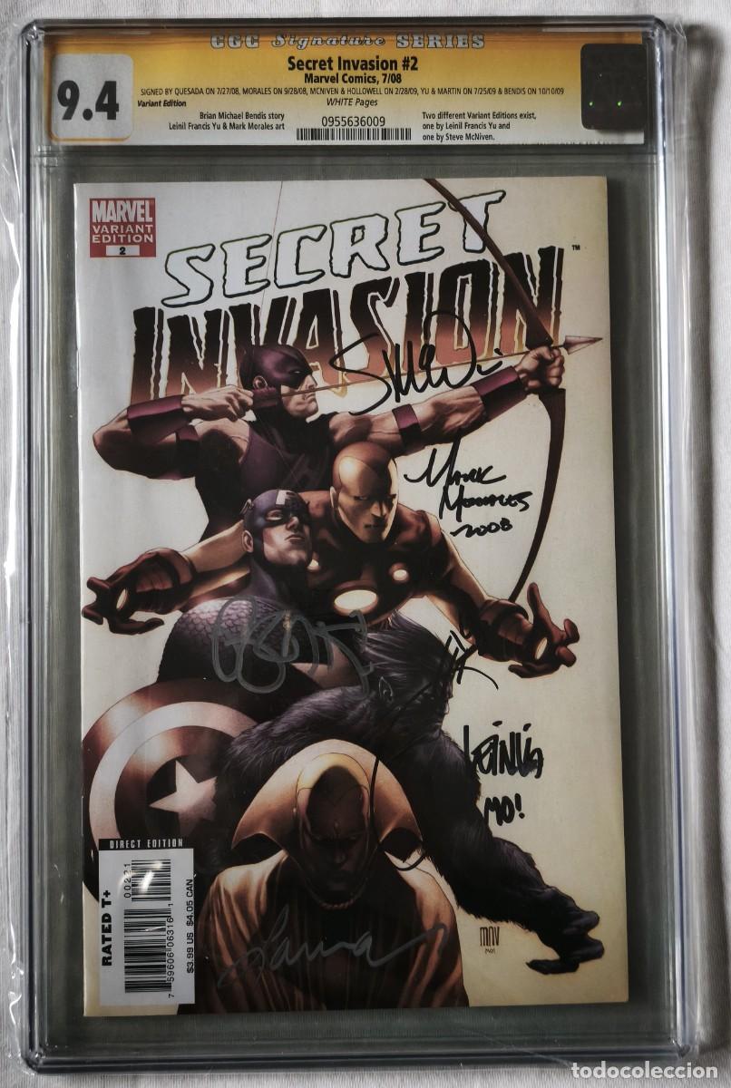 C&oacute;mics: Secret Invasion #2 - CGC 9.4 Signed by Quesada-Morales-Mcniven&Hollowell-Yu&Martin y Michael Bendis