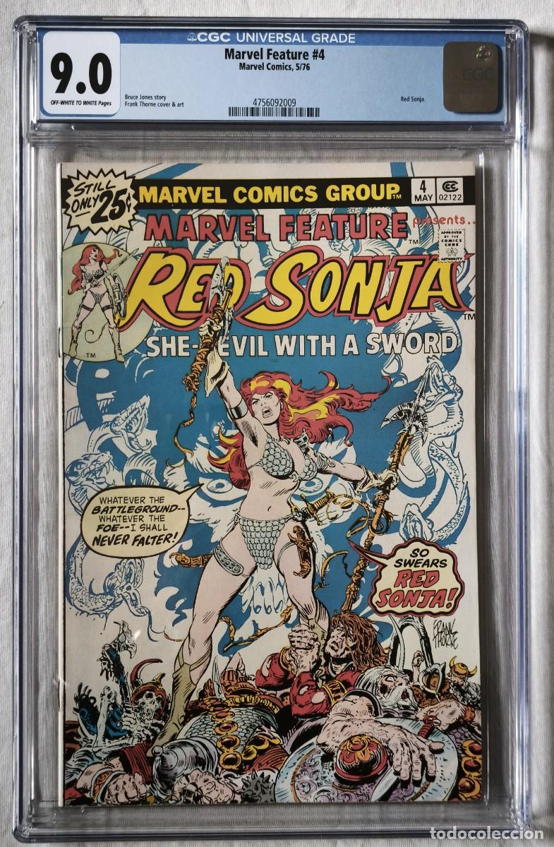 C&oacute;mics: Marvel Feature #4 - CGC 9.0 Frank Thorne cover-Red Sonja