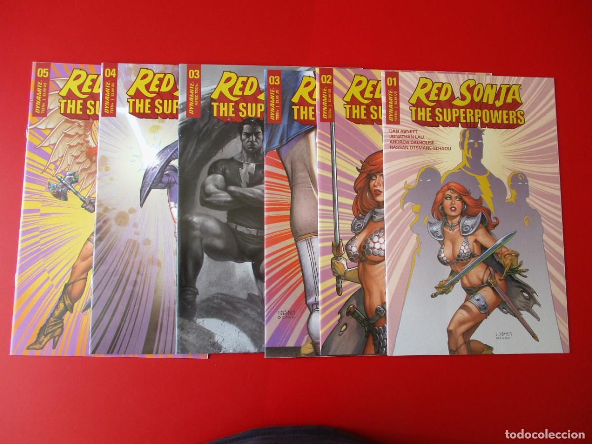 C&oacute;mics: Red Sonja The Superpowers COMPLETA #1 - 5 + 1 Variante ( 3 ) DYNAMITE 2021