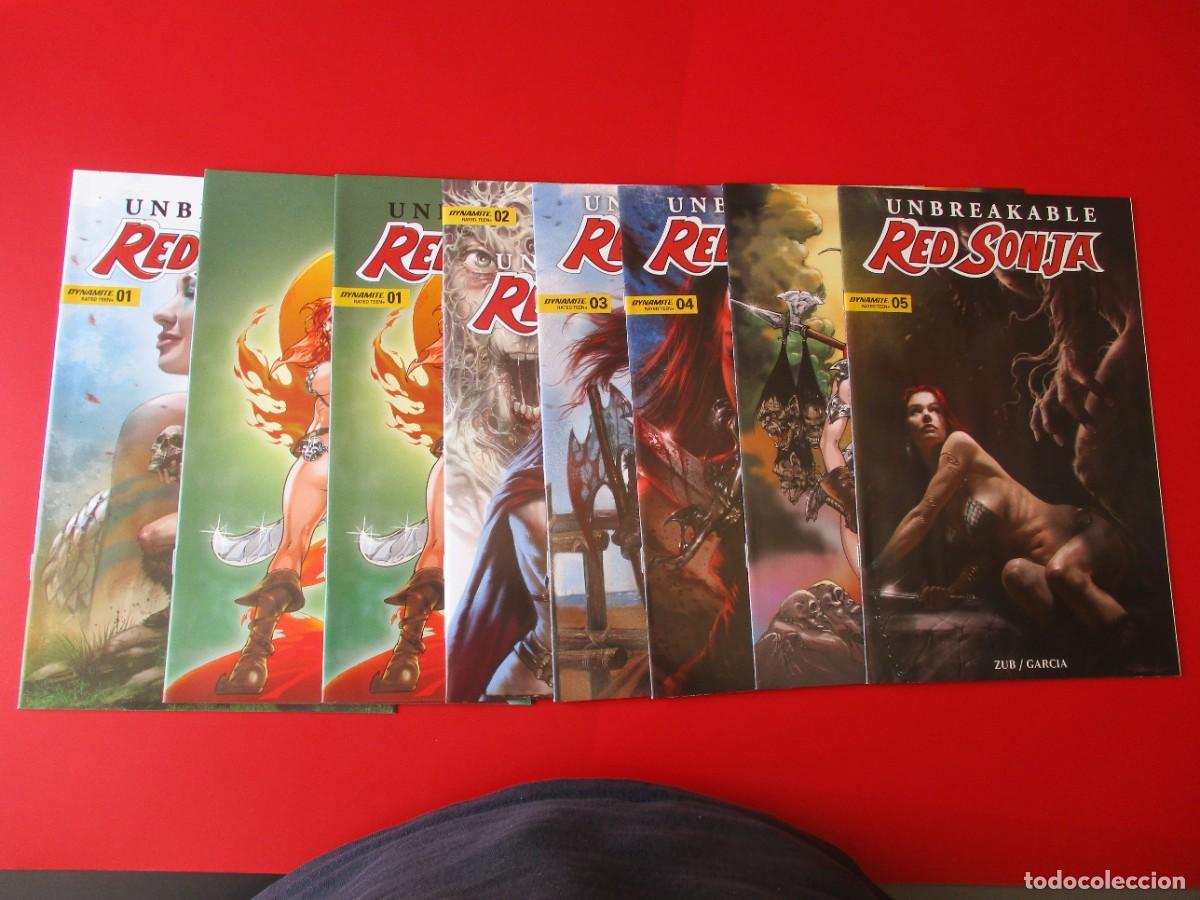 C&oacute;mics: Unbreakable Red Sonja COMPLETA # 1 - 5 + 3 Variantes ( 1+1+5 )TPB Dynamite Entertainment