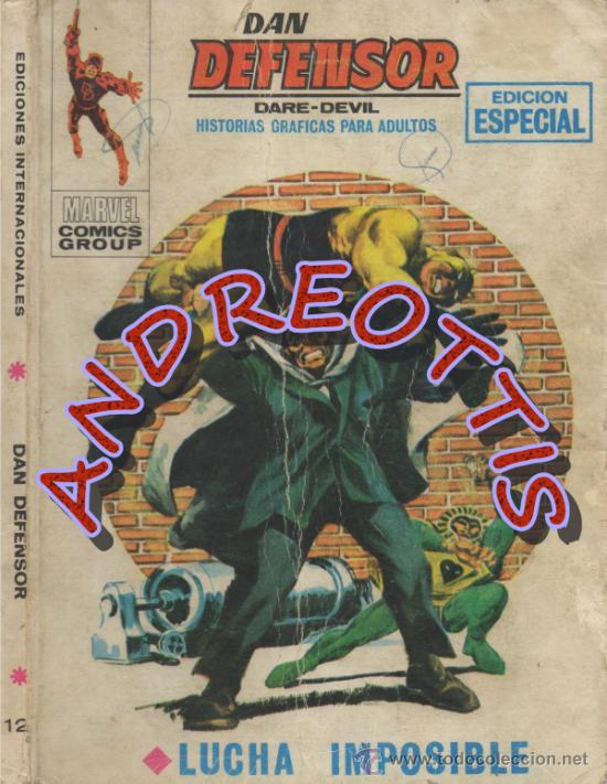 C&oacute;mics: DAN DEFENSOR (DARE-DEVIL), EDITORIAL VERTICE, V.1 N. 12, LUCHA IMPOSIBLE - Foto 1